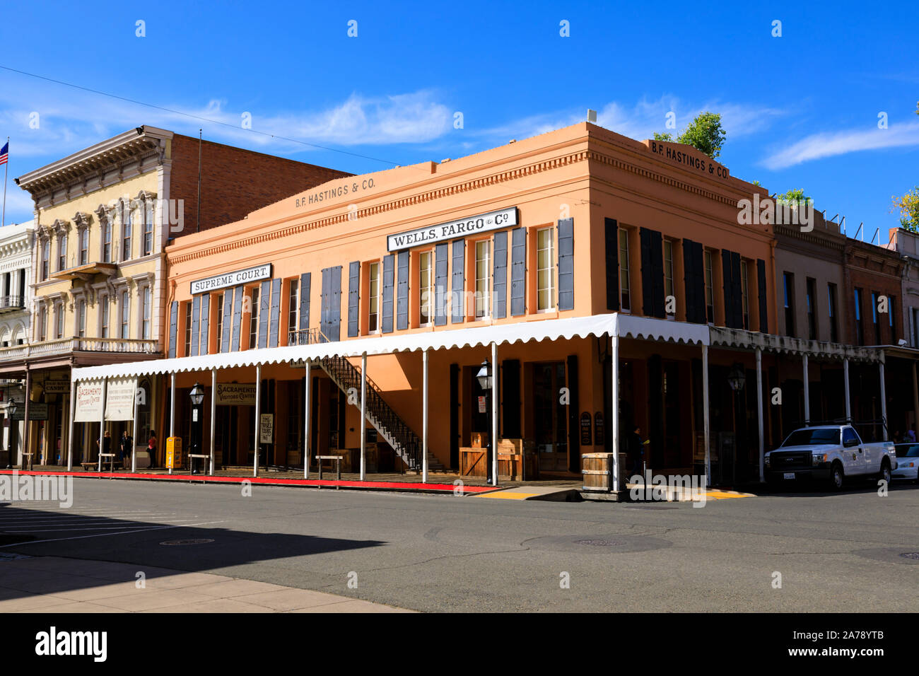 BF Hastings Wells Fargo & Co edificio, Città Vecchia, Sacramento, la capitale dello Stato della California, Stati Uniti d'America. Foto Stock