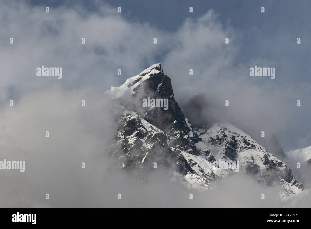 Picco di Lamjung Himal, Annapurna massif, Himalaya, Nepal Foto Stock