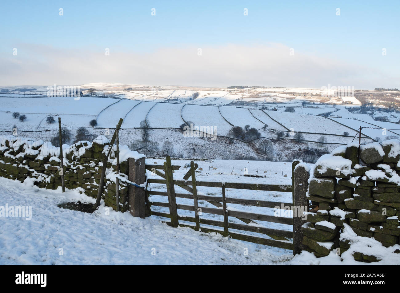 Paesaggio Innevato, Haworth moor, Bronte Country Foto Stock