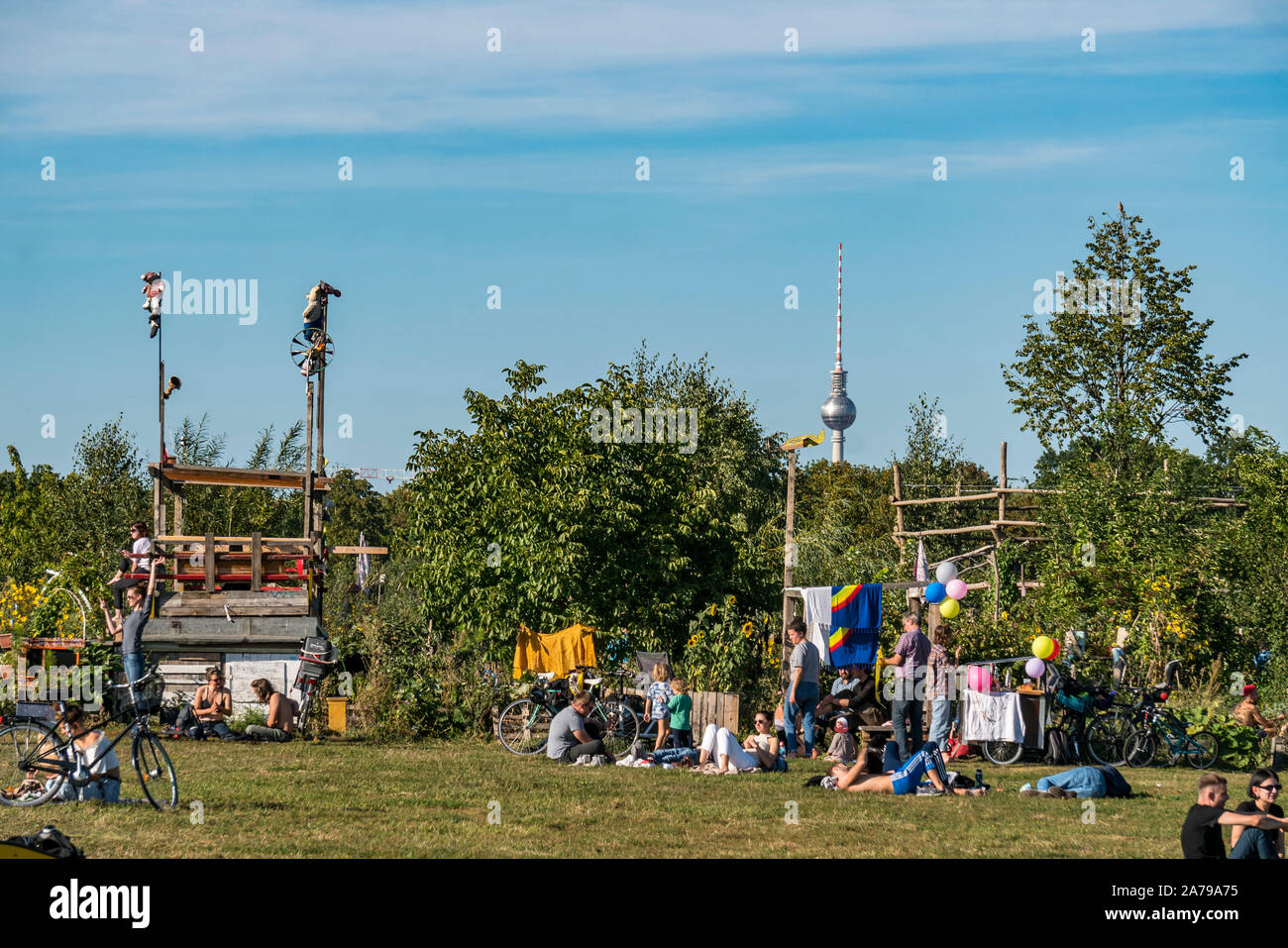 Il giardinaggio urbano a Tempelhofer Feld, ex Aeroporto, Berlin Foto Stock