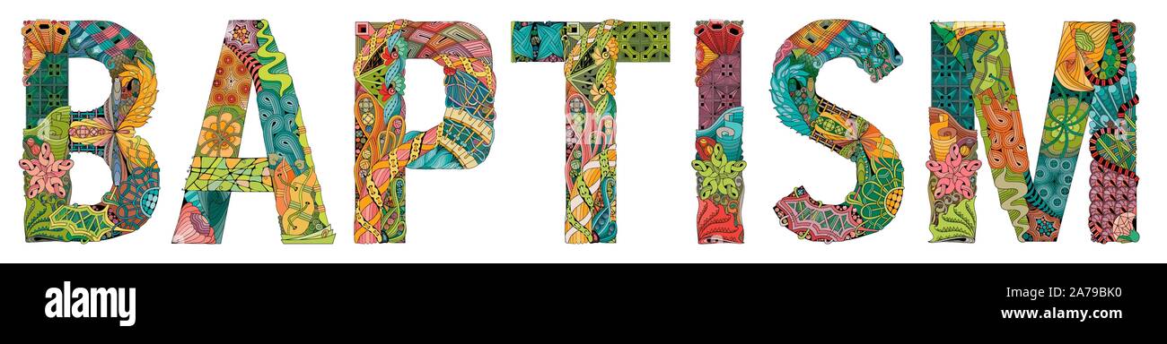 Parola battesimo. Vettore oggetto zentangle per decorazione Illustrazione Vettoriale