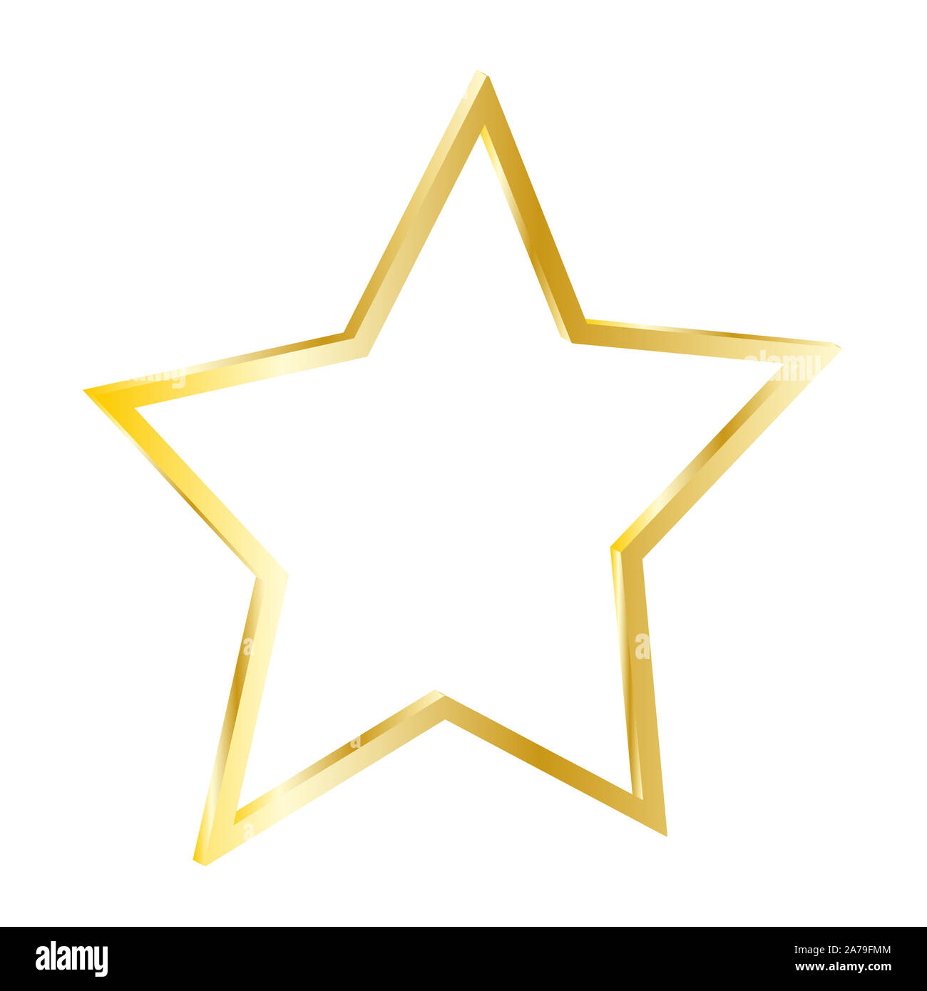 Golden Star isolato su sfondo bianco Foto Stock