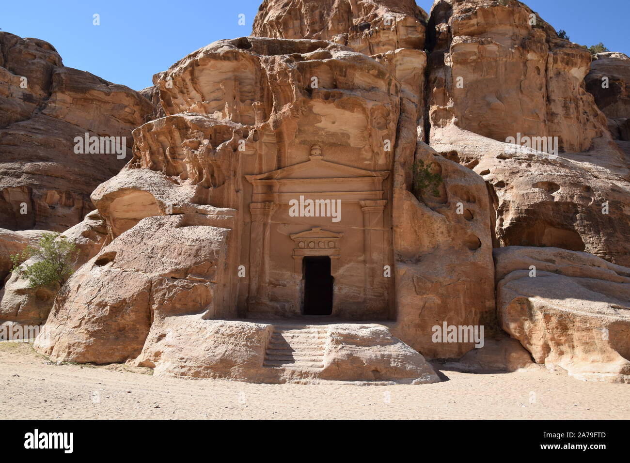 Antica città di Little Petra in Giordania Foto Stock