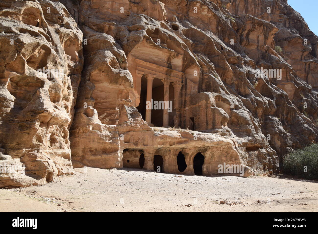 Antica città di Little Petra in Giordania Foto Stock