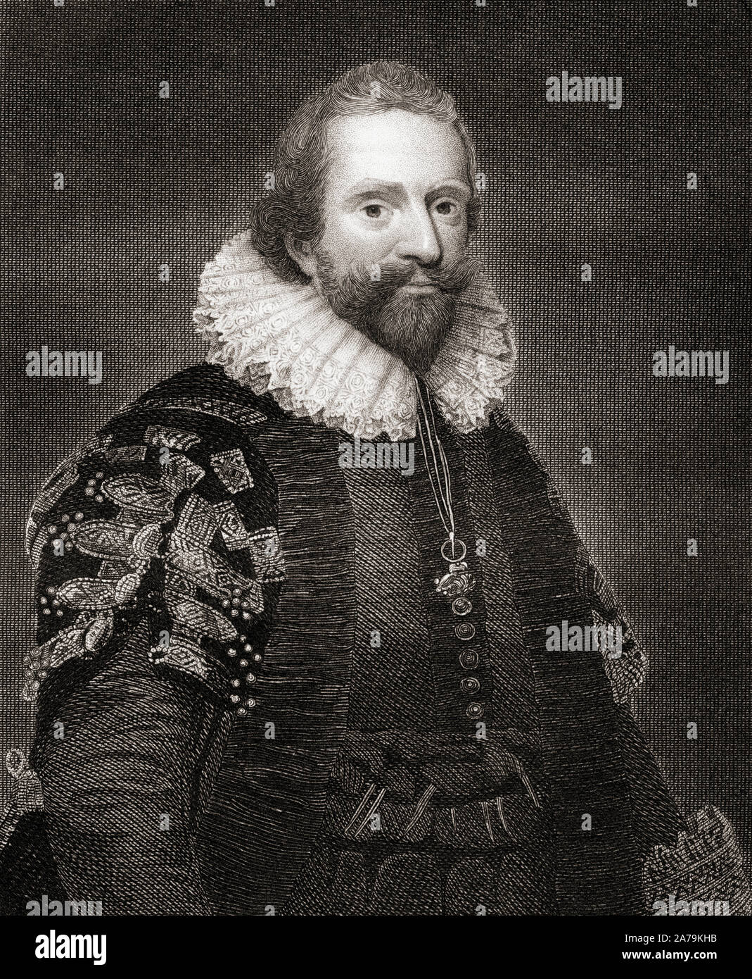 Lionel Cranfield, 1st. Conte di Middlesex, 1575-1645. Signore tesoriere dell Inghilterra sotto Giacomo I. dal libro "Lodge's British ritratti" pubblicato London 1823. Foto Stock
