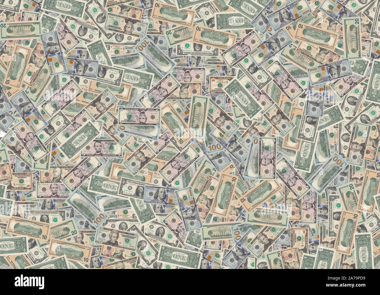 Modello - un solido - Tappeto da banconote di vari valori di faccia della moneta americana - dollari americani (USD) Foto Stock