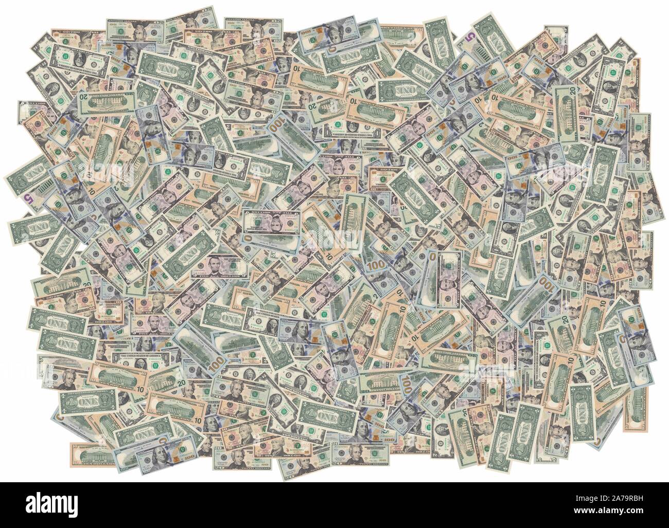 Modello - un solido - Tappeto da banconote di vari valori di faccia della moneta americana - dollari americani (USD) Foto Stock