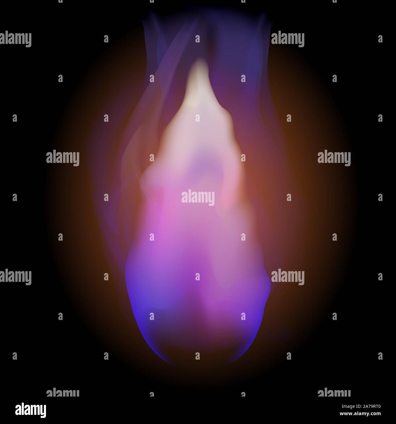 Combustione di gas Firewith battenti braci su sfocato Sfondo nero Illustrazione Vettoriale