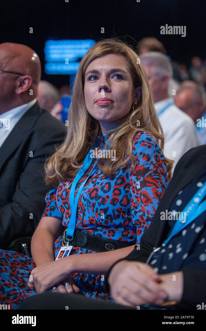 Offre un intervento al Congresso del Partito Conservatore 2019, a Manchester. 30.09.19 con: Carrie Symonds dove: Londra, Regno Unito quando: 30 set 2019 Credit: WENN.com Foto Stock