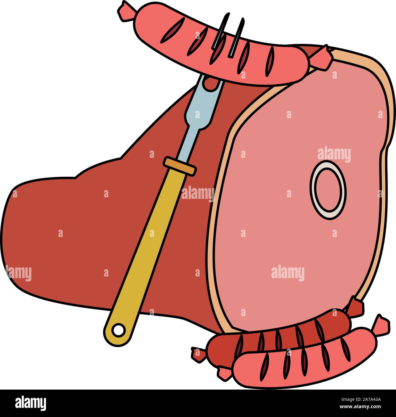 Salsicce e prosciutto icona, design colorato Illustrazione Vettoriale