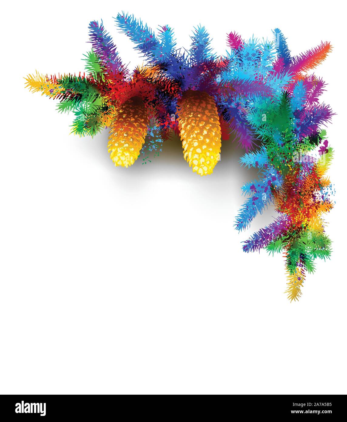 Albero di natale il ramo con i coni Illustrazione Vettoriale