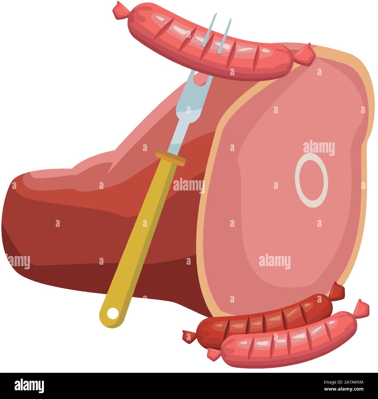 Salsicce e prosciutto icona, design colorato Illustrazione Vettoriale
