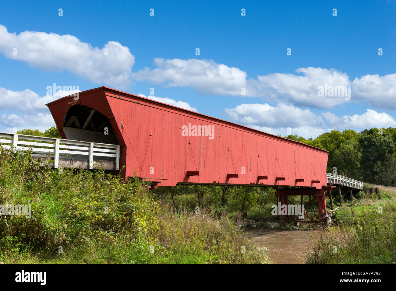 Roseman ponte coperto, Winterset, Iowa, USA. Il ponte è uno dei più famosi ponti di Madison County Foto Stock
