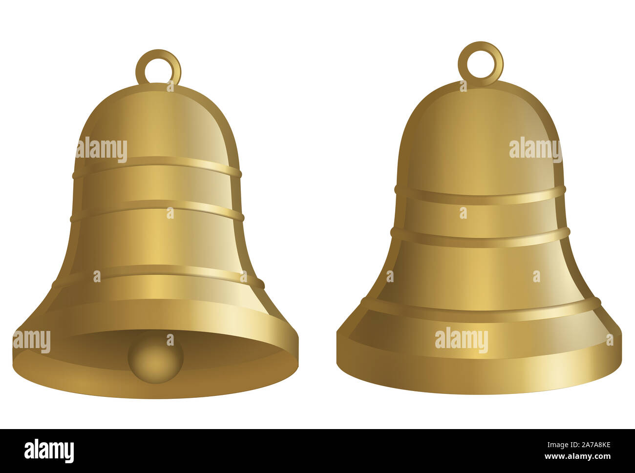 Oro isolato campane illustrazione Foto Stock