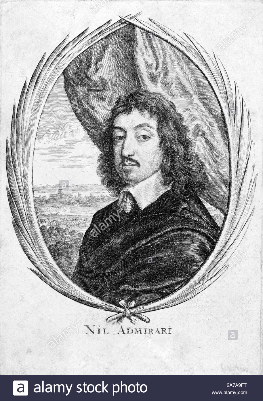 Sir John Wildman ritratto, 1621 - 1693, fu un uomo politico inglese e soldato, attacco da incisore boemo Wenceslaus Hollar da 1600s Foto Stock