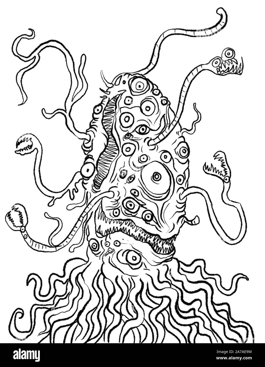 Lovecraft menzionato per la prima volta 'Yog-Sothoth' nel romanzo Il caso di Charles Dexter Ward 'l'Dunwich Horror" qui è un disegno Foto Stock
