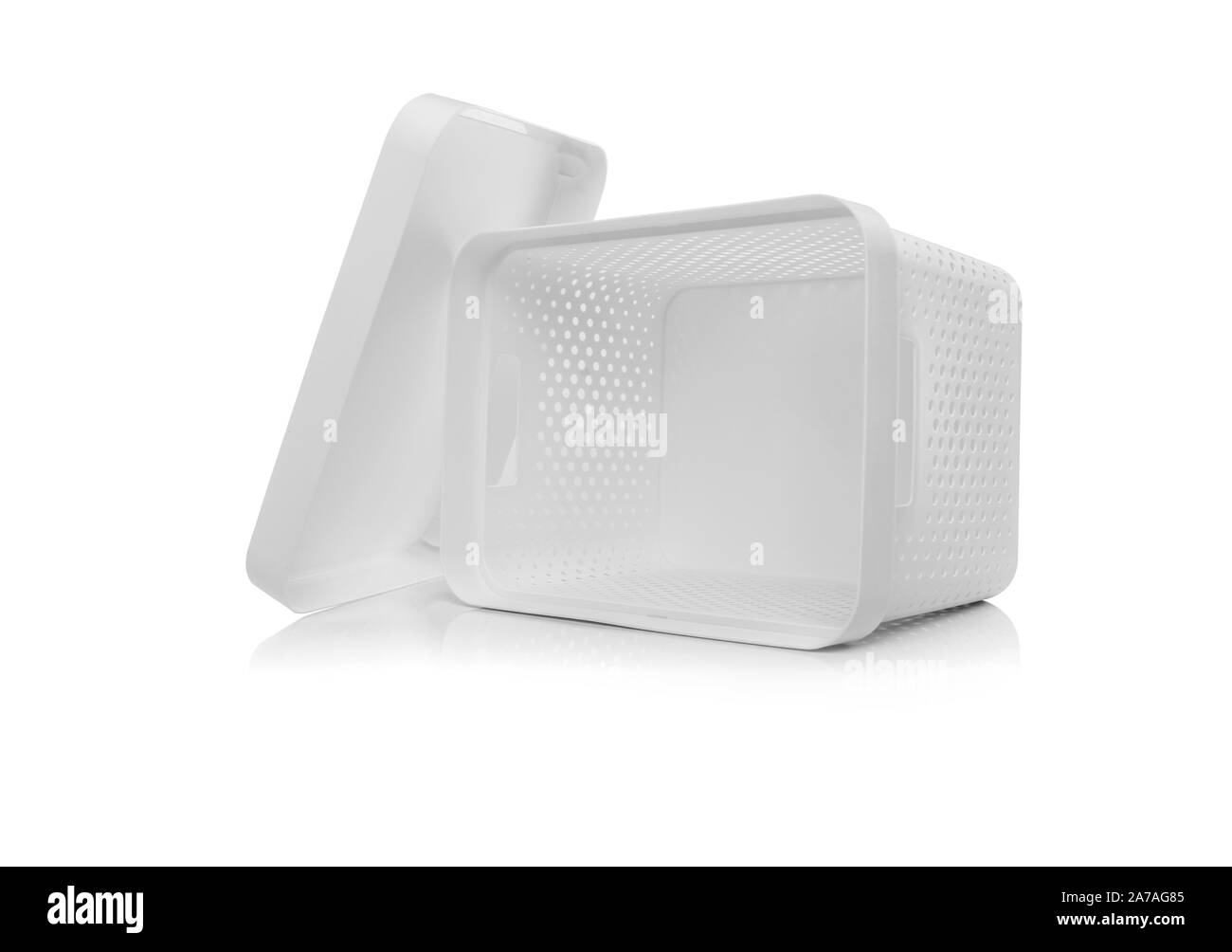 Bianco contenitore in plastica. Foto Stock