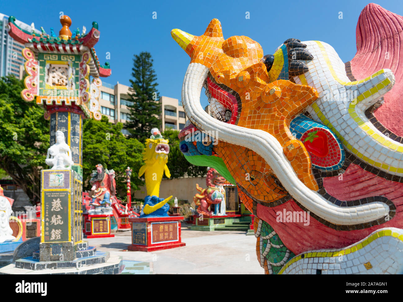 Il Tempio di Tin Hau presso Repulse Bay sull'Isola di Hong Kong Foto Stock