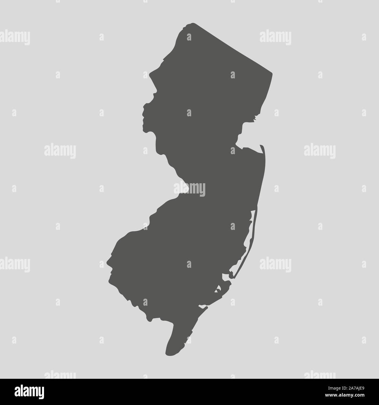 Mappa nero dello Stato del New Jersey - illustrazione vettoriale. Semplice piatto mappa Stato del New Jersey. Illustrazione Vettoriale