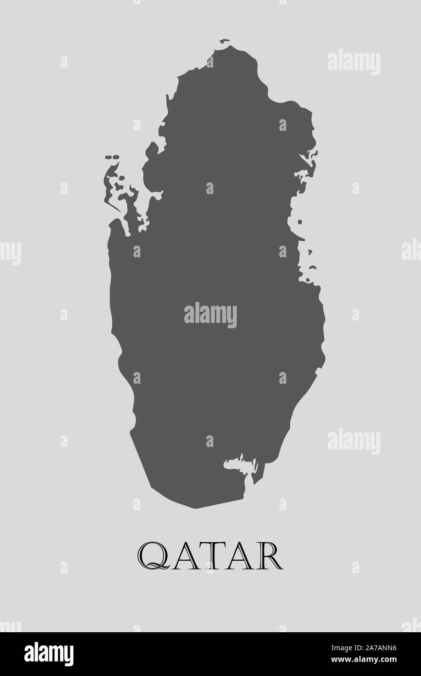 Grigio Mappa di Qatar su sfondo grigio chiaro. Grigio Mappa di Qatar ...