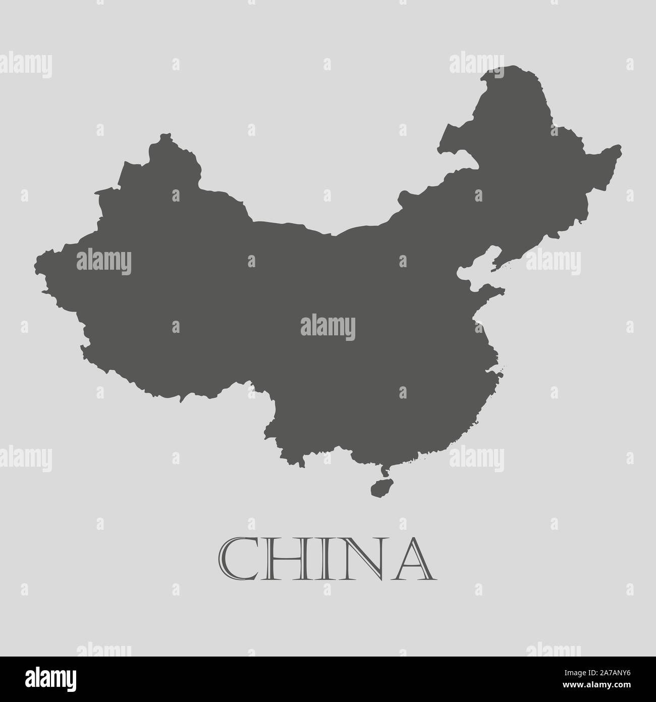 Grigio semplice Cina mappa su sfondo grigio chiaro. Grigio mappa Cina - illustrazione vettoriale. Illustrazione Vettoriale