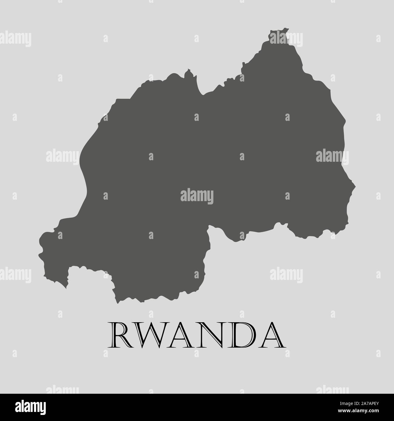 Ruanda grigio mappa su sfondo grigio chiaro. Grigio mappa Ruanda - illustrazione vettoriale. Illustrazione Vettoriale