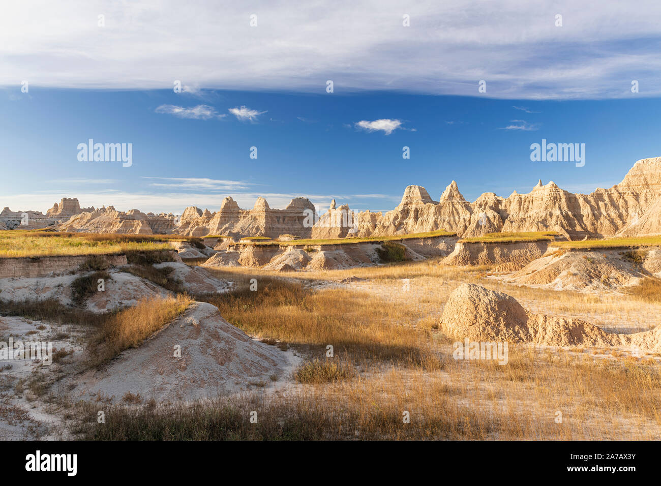 Buttes e mesas, Parco nazionale Badlands, South Dakota, autunno da Dominique Braud/Dembinsky Foto Assoc Foto Stock