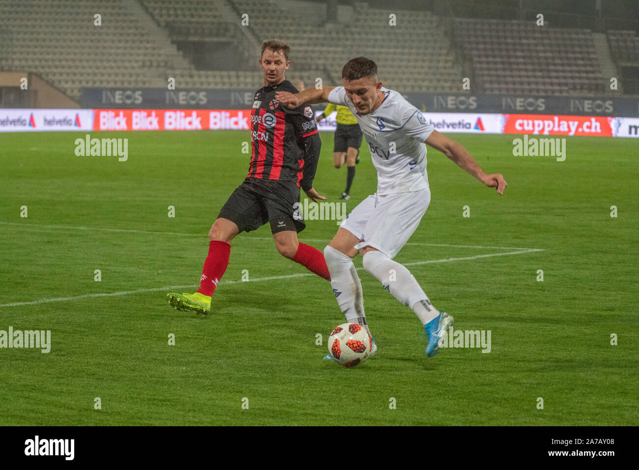 Losanna, Svizzera. 31 ott 2019. Christian Schneuwly di Losanna Sport in azione durante la partita della Swiss Football Cup tra sport di Losanna e Neuchâtel Xamax. Losanna Sport vince 6-0. (Foto di Eric Dubost/Pacific Stampa) Credito: Pacific Press Agency/Alamy Live News Foto Stock