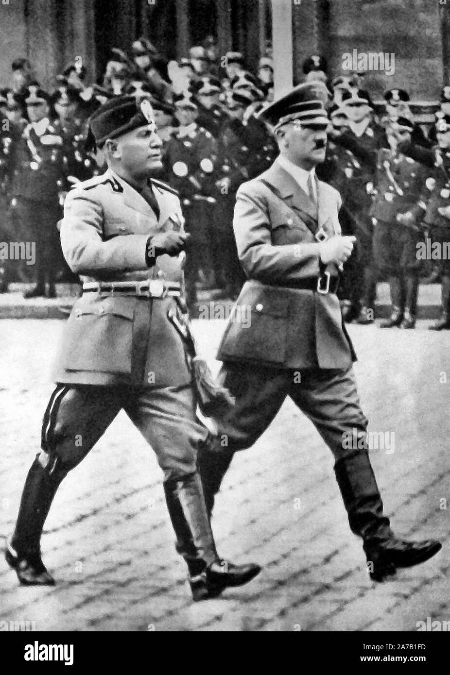 Mussolini e Hitler a Berlino, Settembre 1937 Foto Stock