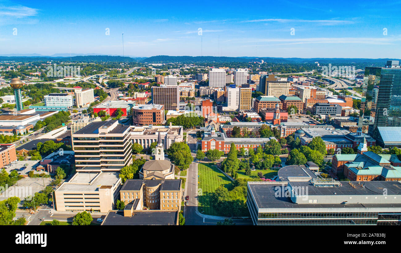 Knoxville, Tennessee TN skyline del centro antenna. Foto Stock