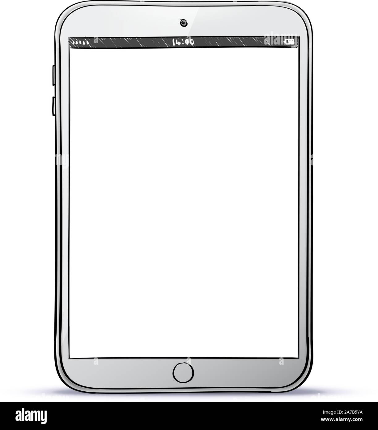 Bianco Tablet Computer disegnati a mano illustrazione vettoriale. Illustrazione Vettoriale