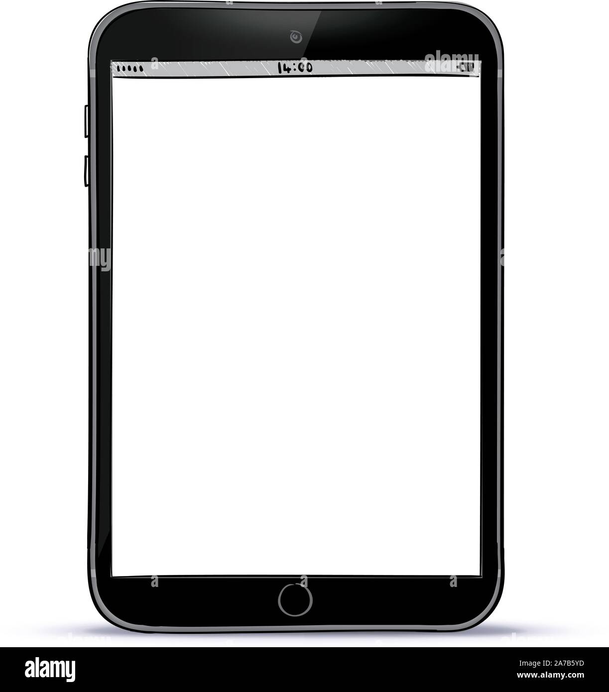 Nero Computer tablet disegnati a mano illustrazione vettoriale. Illustrazione Vettoriale