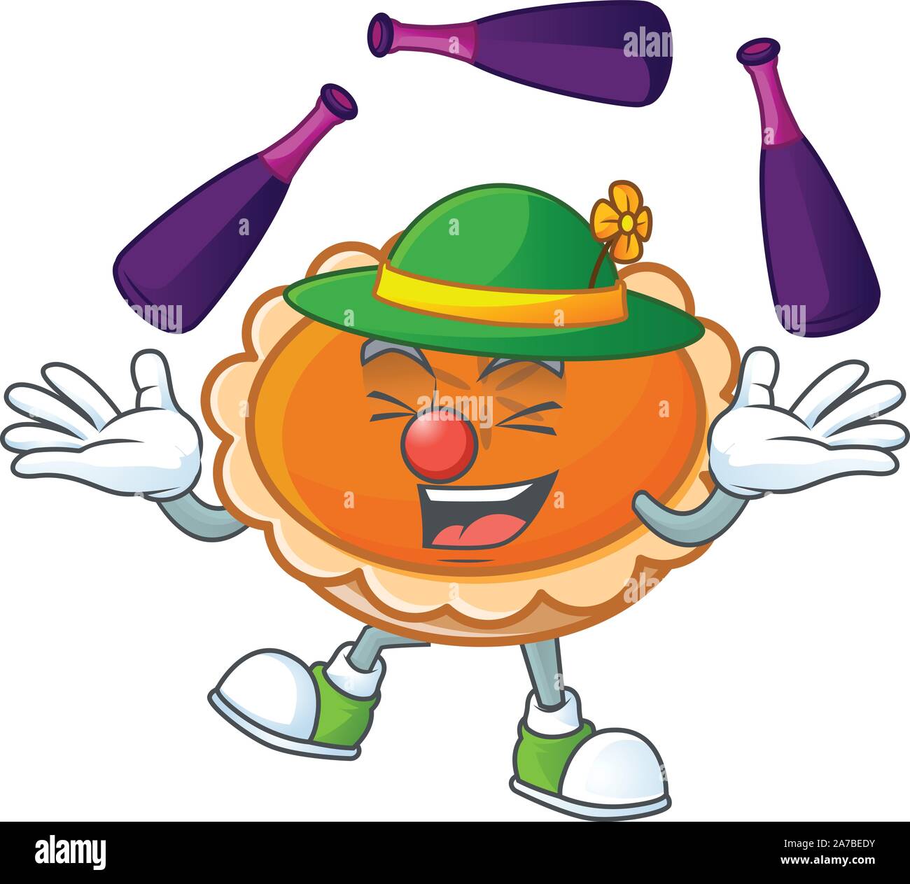 Orange torta in carattere con la giocoleria Illustrazione Vettoriale