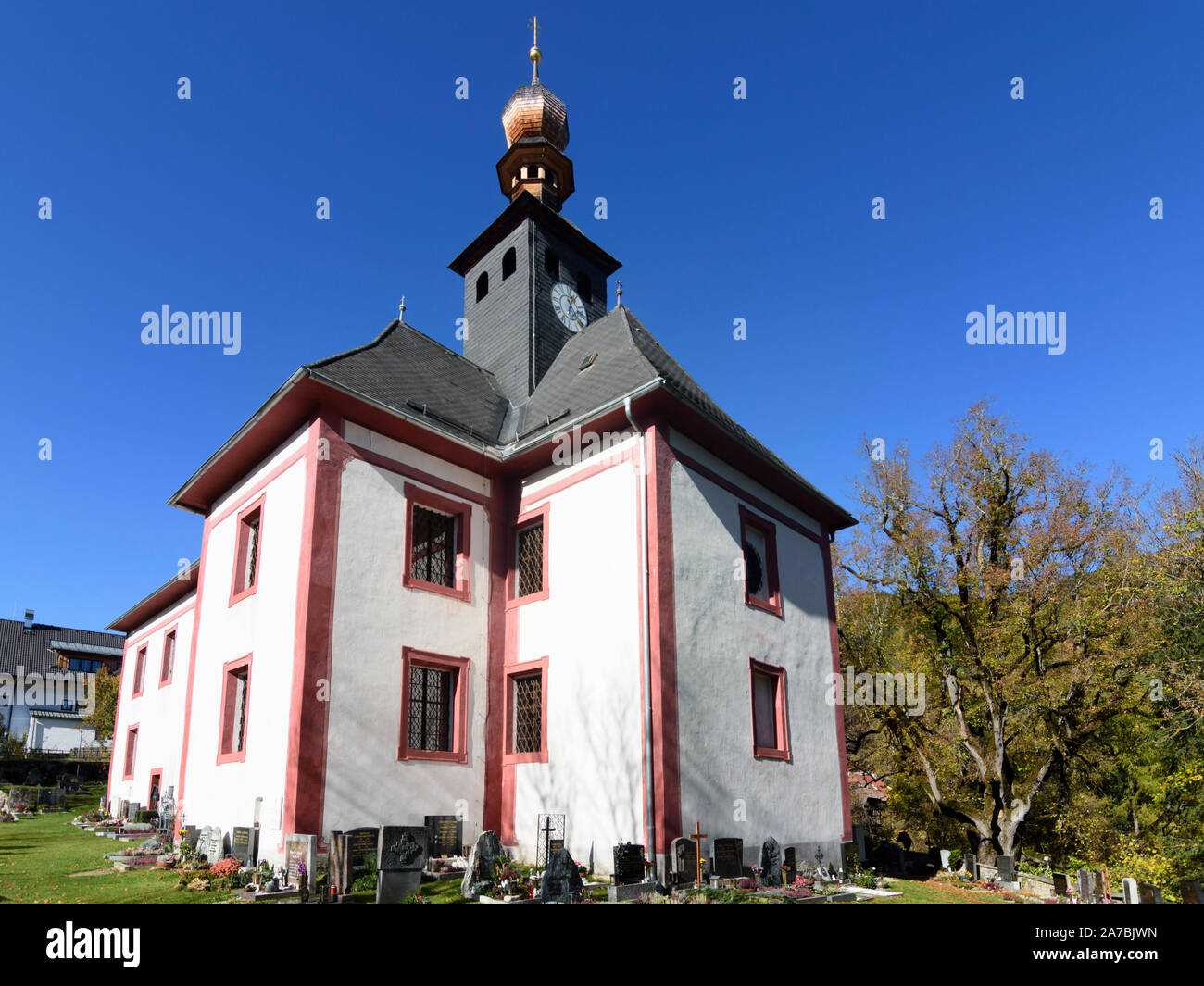 Sankt Lambrecht: Chiesa San Biagio in frazione San Blasen, parco naturale Zirbitzkogel-Grebenzen in Austria, Steiermark, Stiria, Murau-Murtal Foto Stock