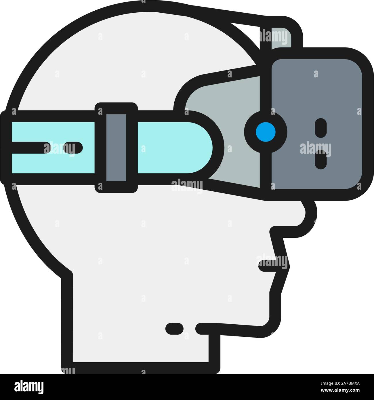Occhiali per realtà virtuale colore piatto icona linea. Illustrazione Vettoriale