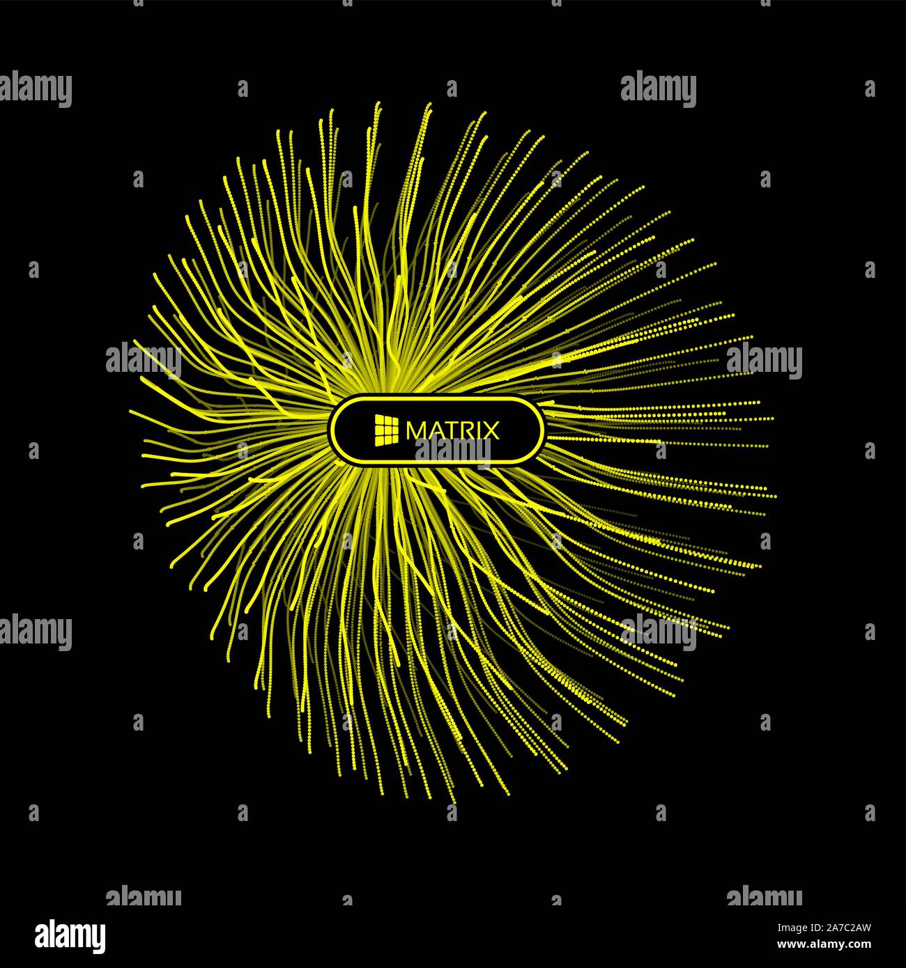 Array con particelle di dinamica. 3d la tecnologia avveniristica stile. Abstract background. Illustrazione Vettoriale. Illustrazione Vettoriale