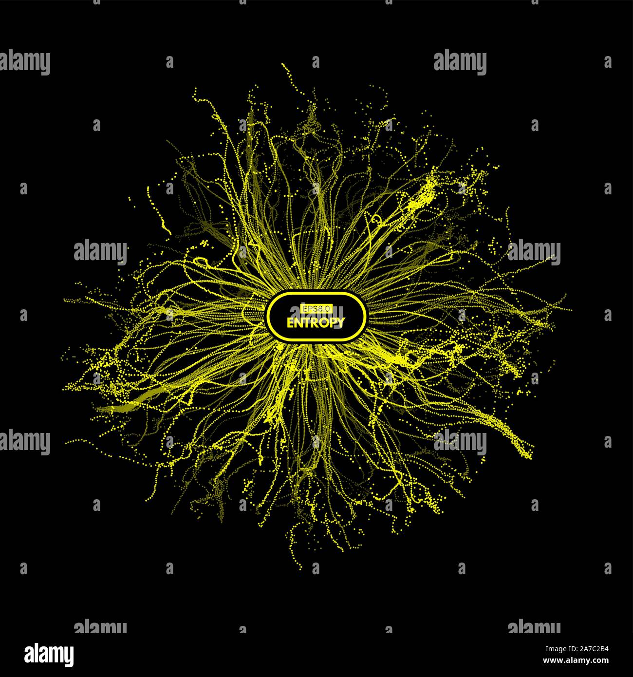 Array con particelle di dinamica. 3d la tecnologia avveniristica stile. Abstract background. Illustrazione Vettoriale. Illustrazione Vettoriale