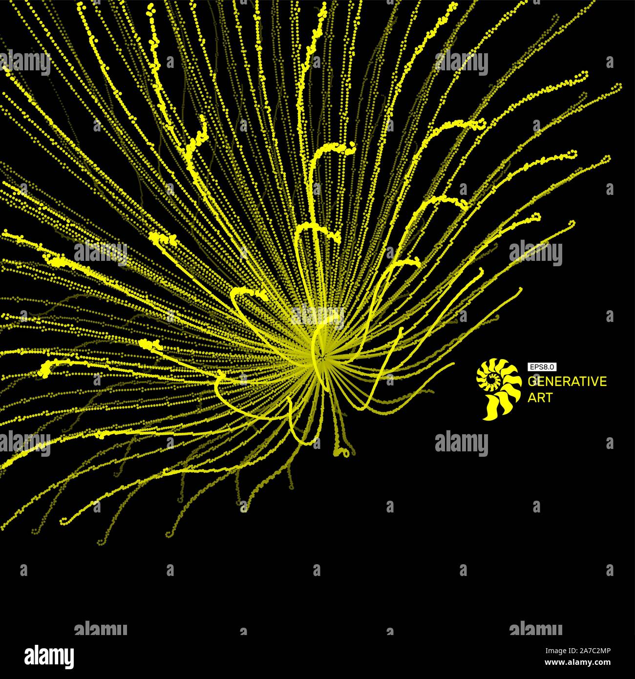 Array con particelle di dinamica. 3d la tecnologia avveniristica stile. Abstract background. Illustrazione Vettoriale. Illustrazione Vettoriale