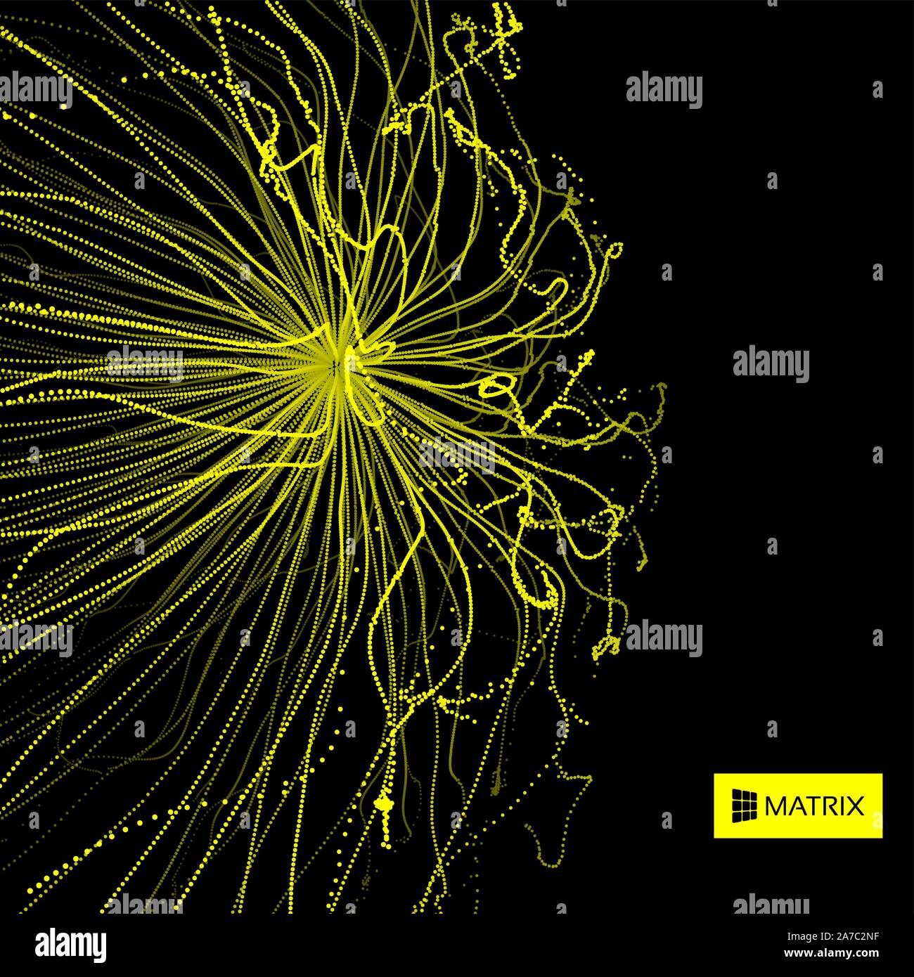 Array con particelle di dinamica. 3d la tecnologia avveniristica stile. Abstract background. Illustrazione Vettoriale. Illustrazione Vettoriale