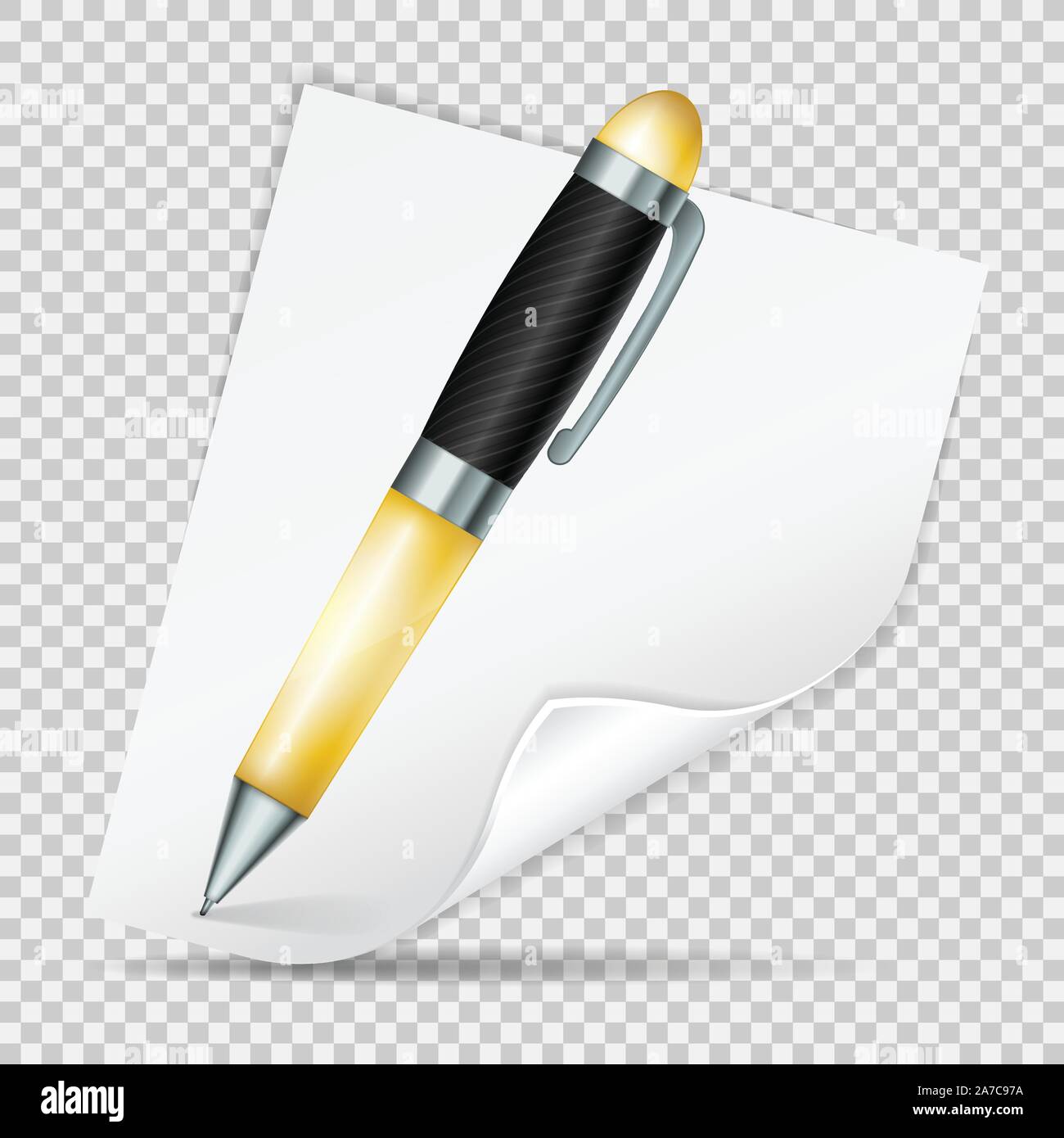 Penna realistica e nota Illustrazione Vettoriale