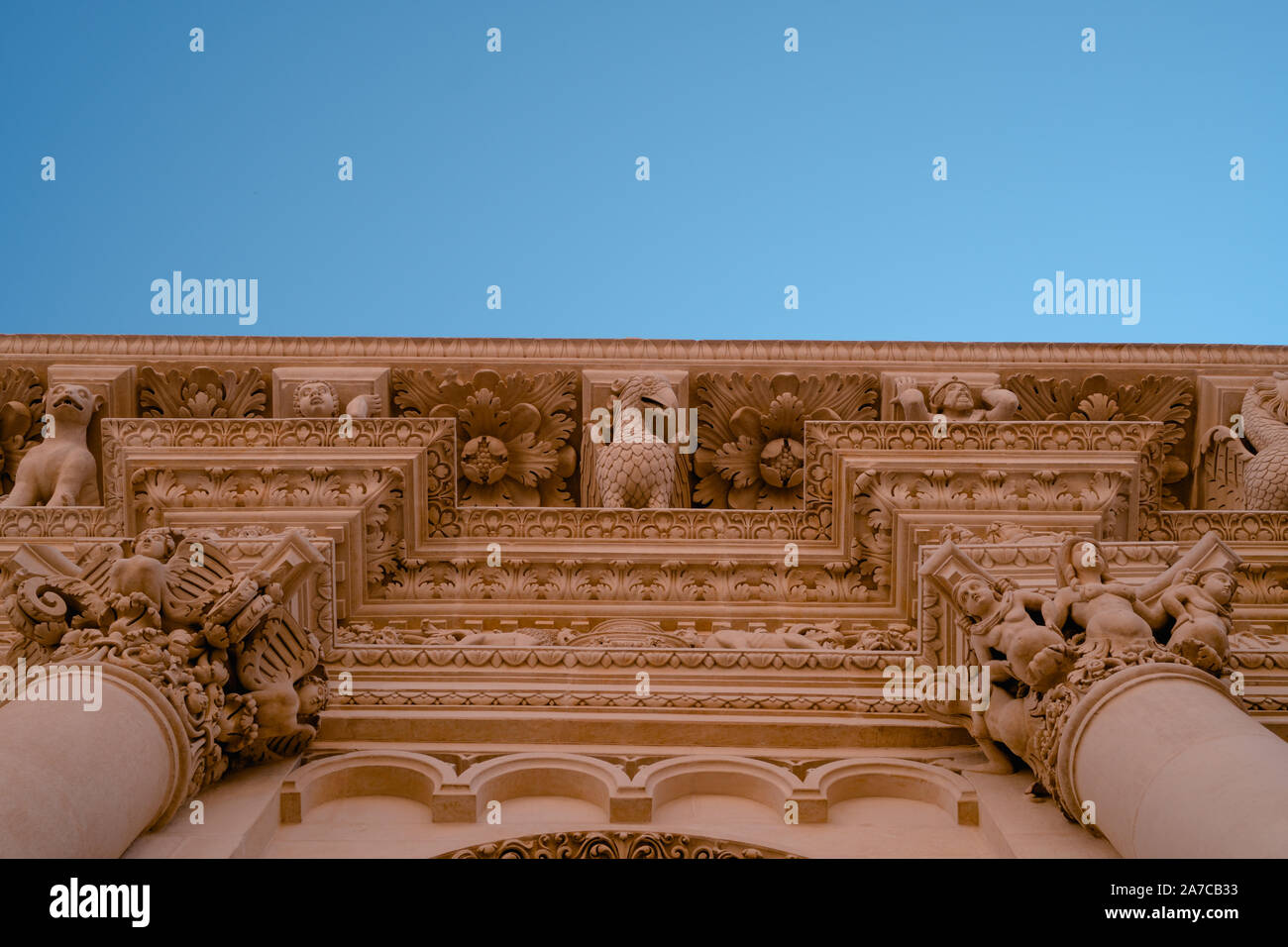 Lecce, Italia 21 Agosto 2019: Lecce cattedrale barocca specifiche di dettaglio Foto Stock