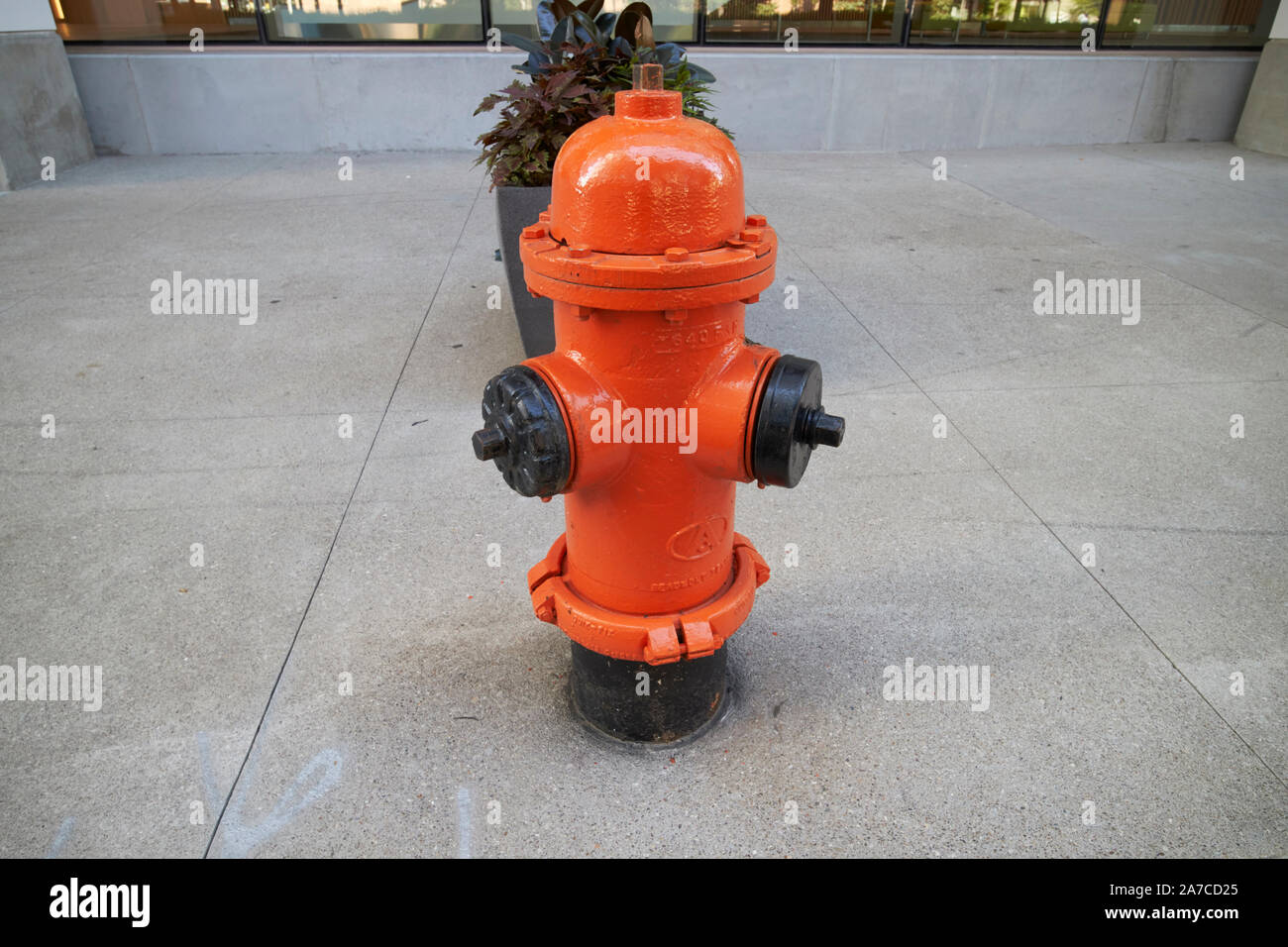 Dipinto di arancione idrante di fuoco sul marciapiede louisville kentucky USA effettuata da american valvola e idranti Foto Stock