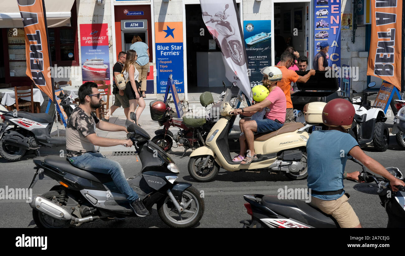 Scooter di Syros, Grecia. Foto Stock