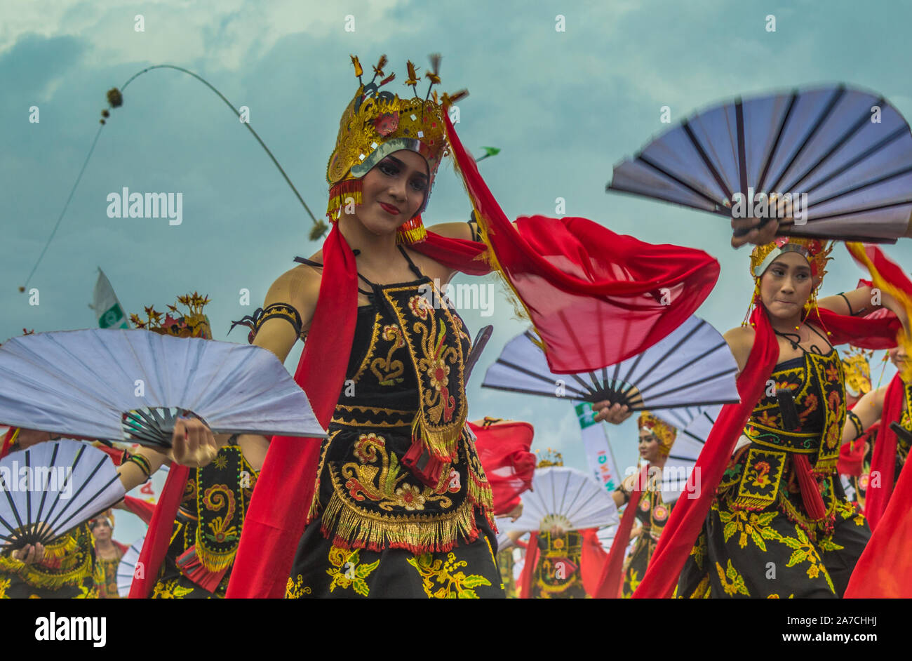 Una bella moto in Gandrung Sewu evento Foto Stock