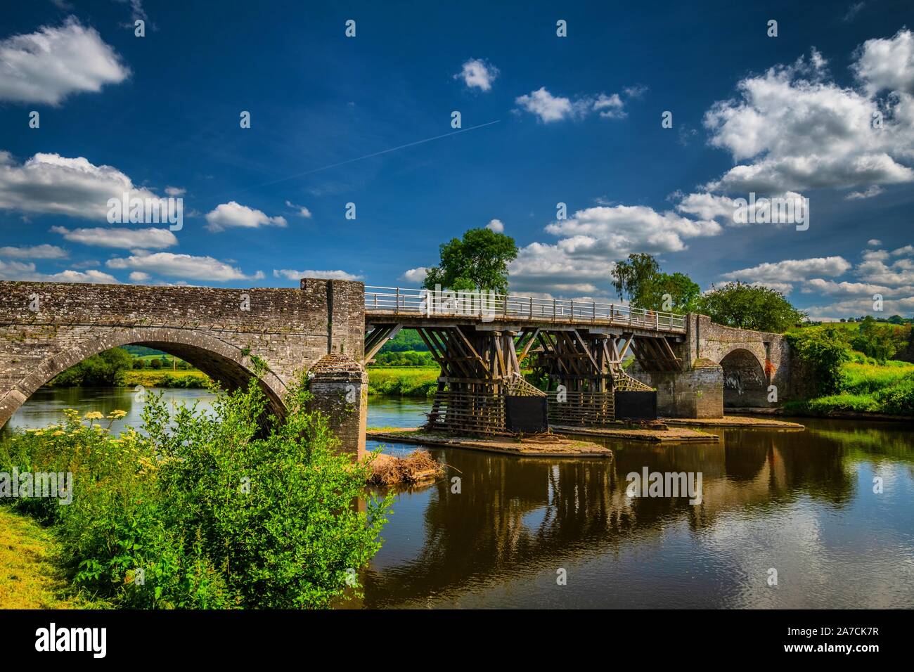 Il ponte a pedaggio a Whitney on Wye, Herefordshire Foto Stock