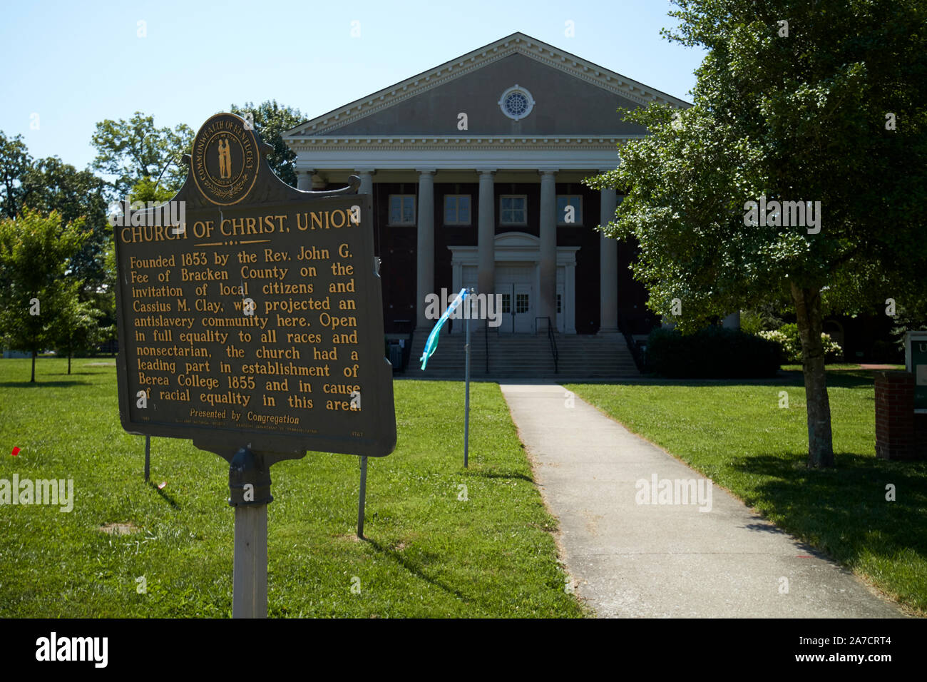 Chiesa di Cristo o Unione europea chiesa con marcatore storico berea kentucky NEGLI STATI UNITI Foto Stock