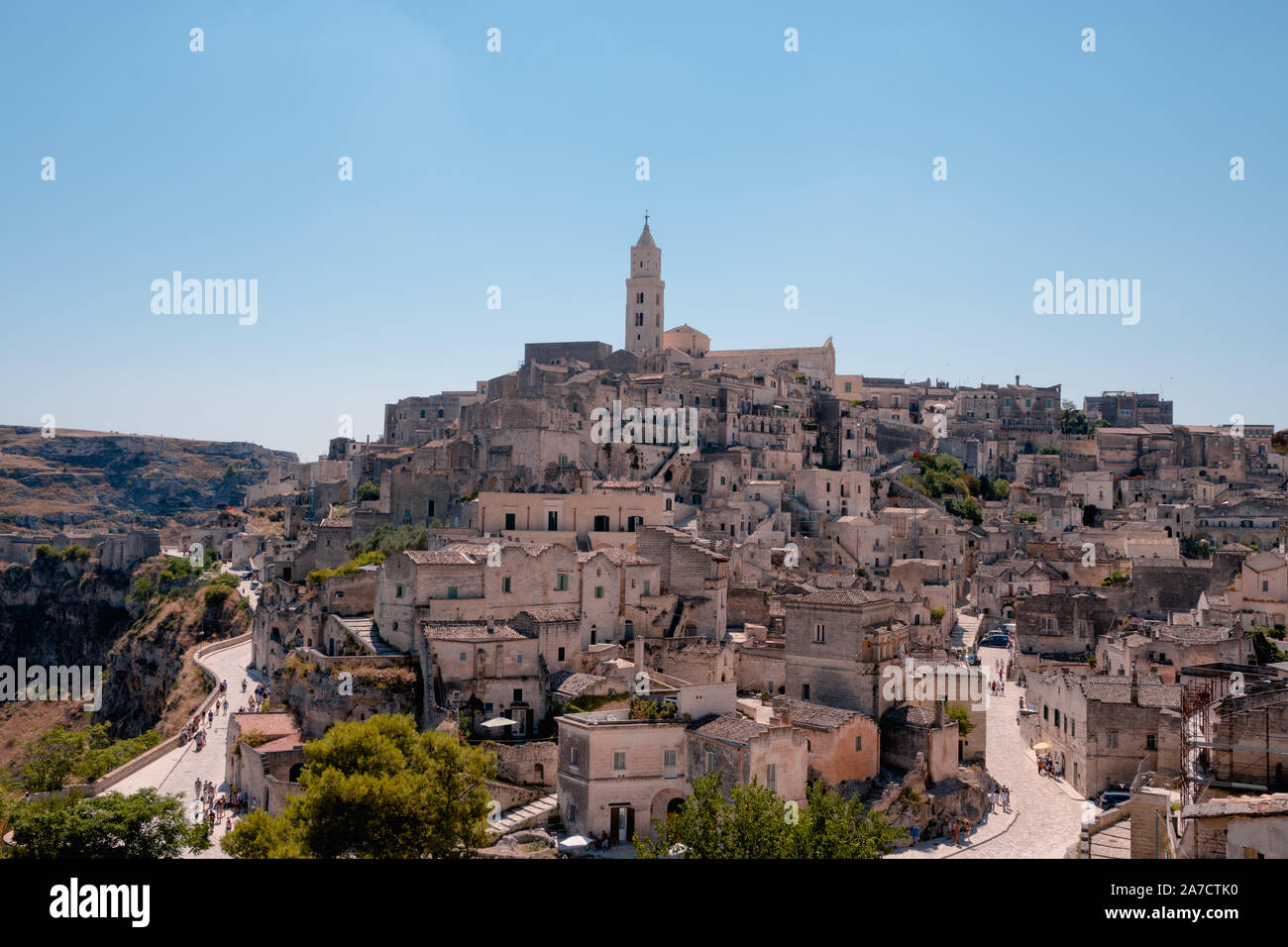 Matera, Italia 22 Agosto 2019: Matera durante la giornata estiva con un magnifico meteo Foto Stock