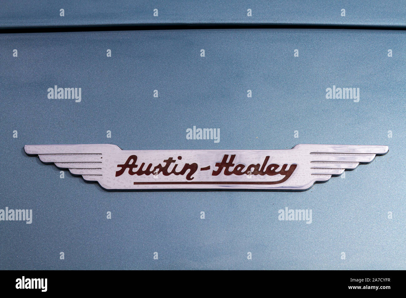 Emblema Emblema di una Austin Healey 3000 classic car Foto Stock