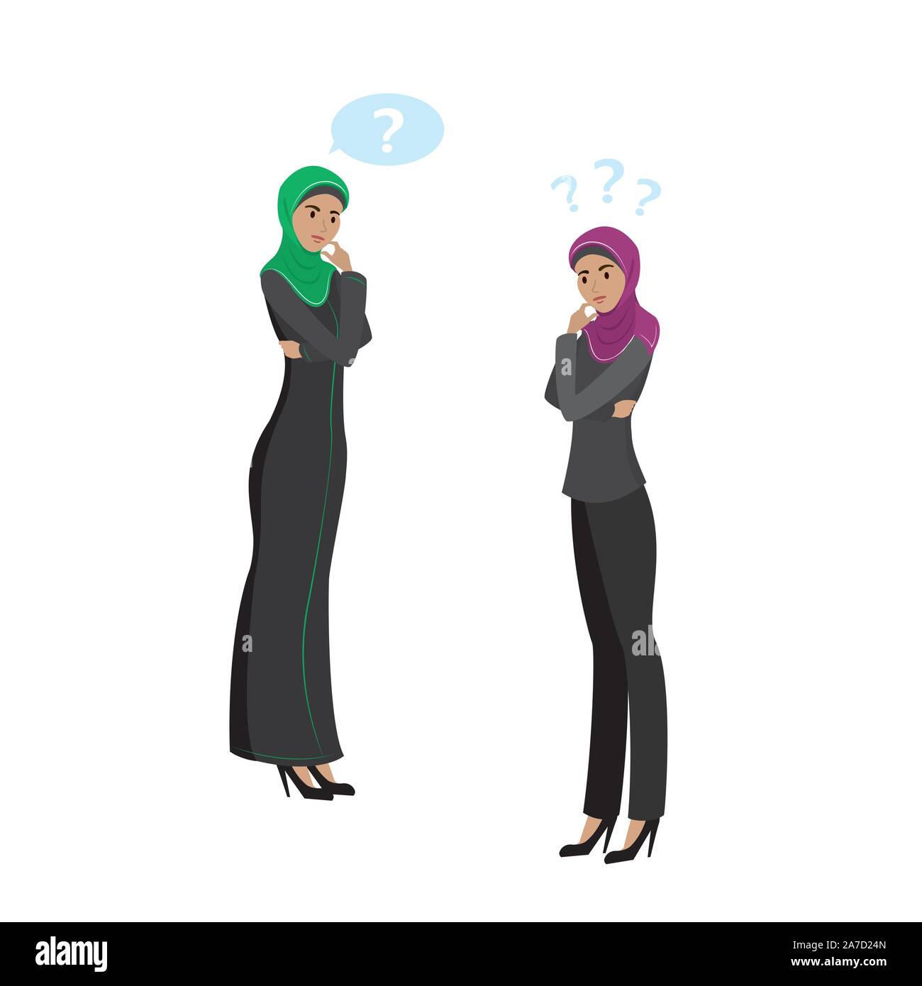 Bellezza musulmano di successo le donne d'affari,isolati su sfondo bianco,cartoon illustrazione vettoriale Illustrazione Vettoriale