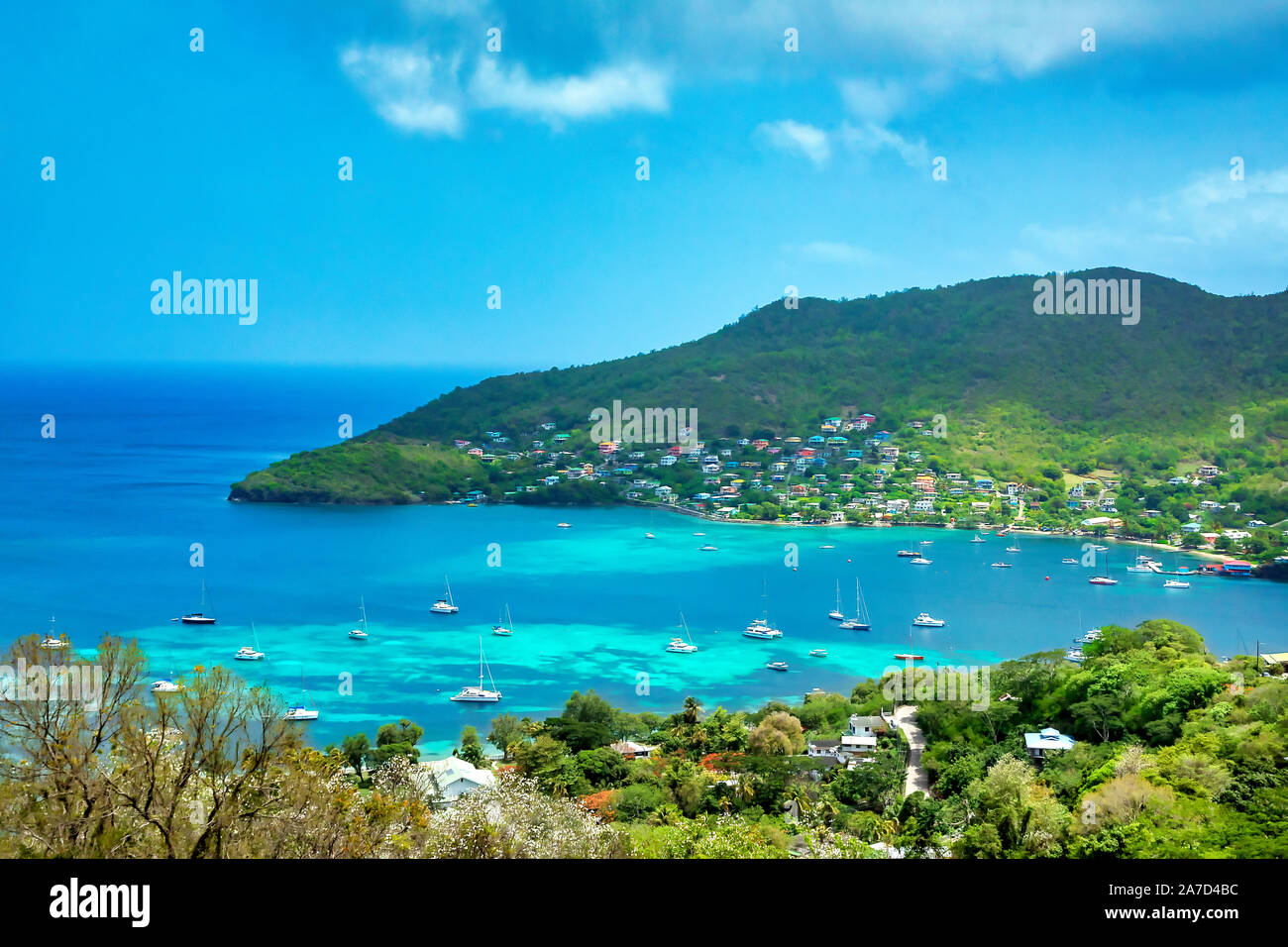 Il porto di Port Elizabeth in Bequia, Saint Vincent e Grenadine Foto Stock